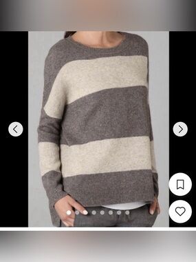 Vince Vintage Rugby Stripe Yak Wool Blend Sweater Tan/Cream